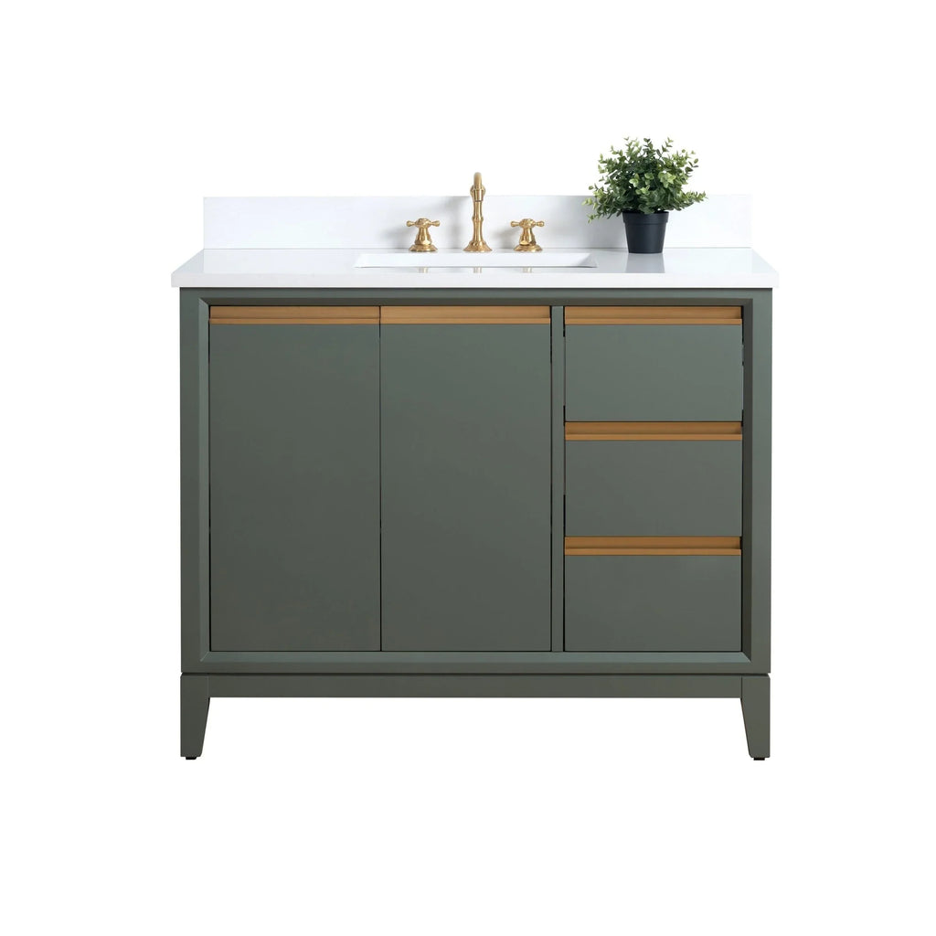 Badunterschrank von Vanity Art mit Keramikwaschbecken und Kunstmarmorplatte