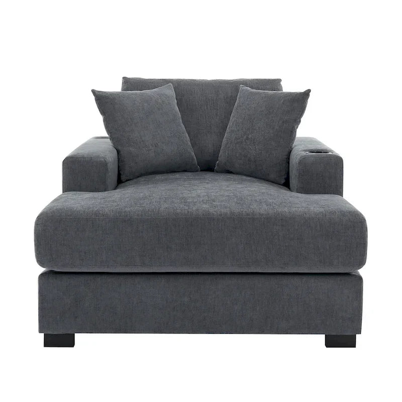 Extra grote chaise longue met kussens, verkrijgbaar in drie maten