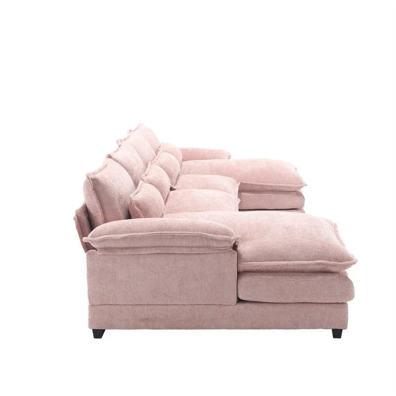 Modulares Ecksofa im Cloud-Stil fürs Wohnzimmer, modernes U-förmiges Sofa aus Chenille/Bouclé, bequemes Schlafsofa mit zwei Chaiselongues