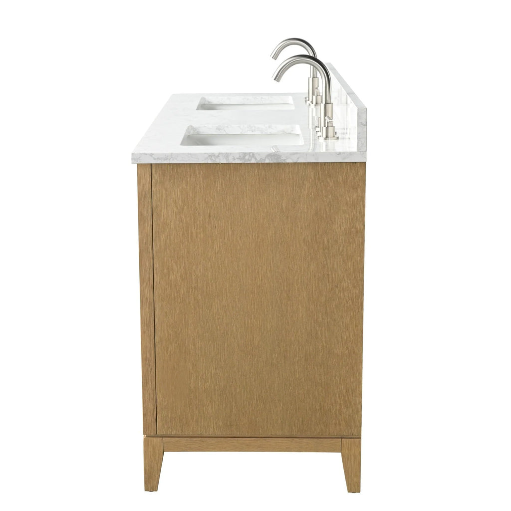 Badunterschrank von Vanity Art mit Keramikwaschbecken und Kunstmarmorplatte