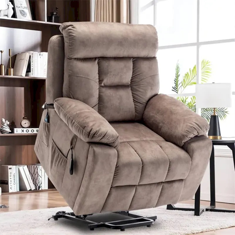 Grande poltrona reclinabile elettrica massaggiante con funzione di sollevamento, riscaldamento e portabicchieri a scomparsa
