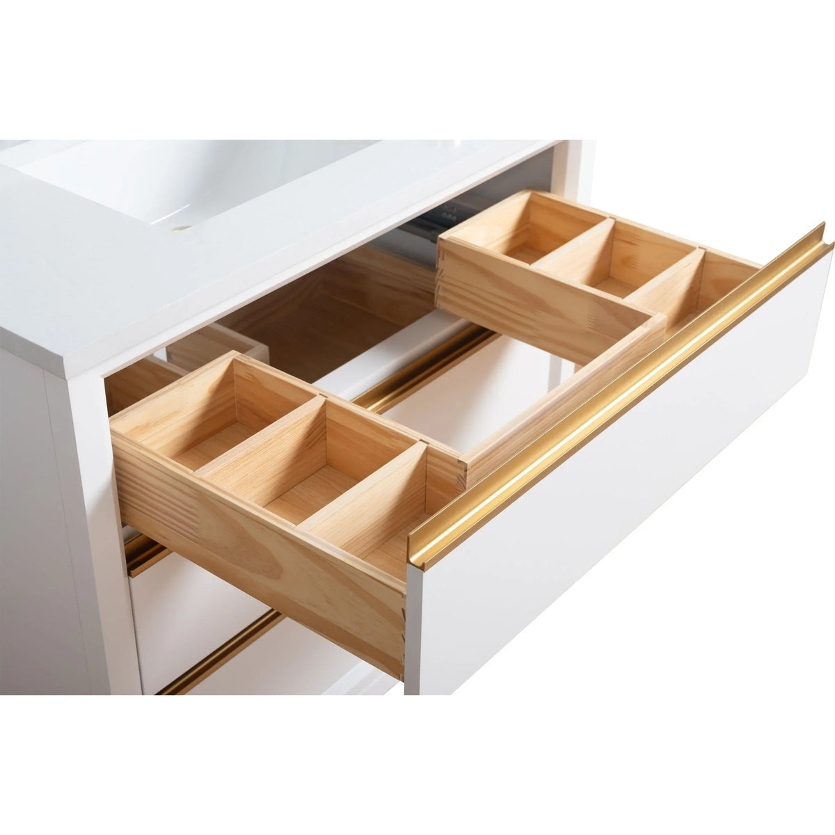 Badunterschrank von Vanity Art mit Keramikwaschbecken und Kunstmarmorplatte