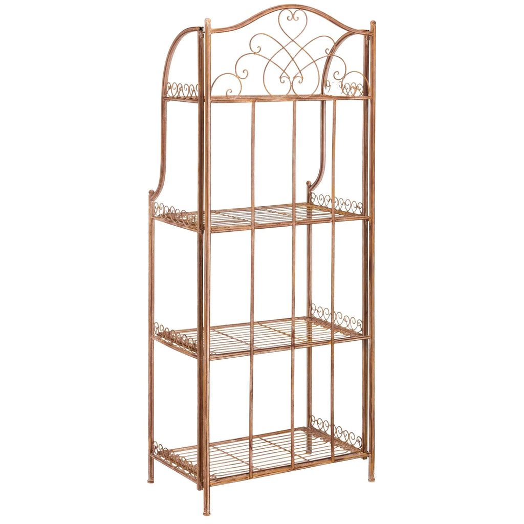 Scaffale portateglie da esterno SAFAVIEH Bryn in ferro battuto in stile vittoriano a 4 ripiani - 25 In. W x 15 In. D x 63 In. H - 25W x 15D x 63H