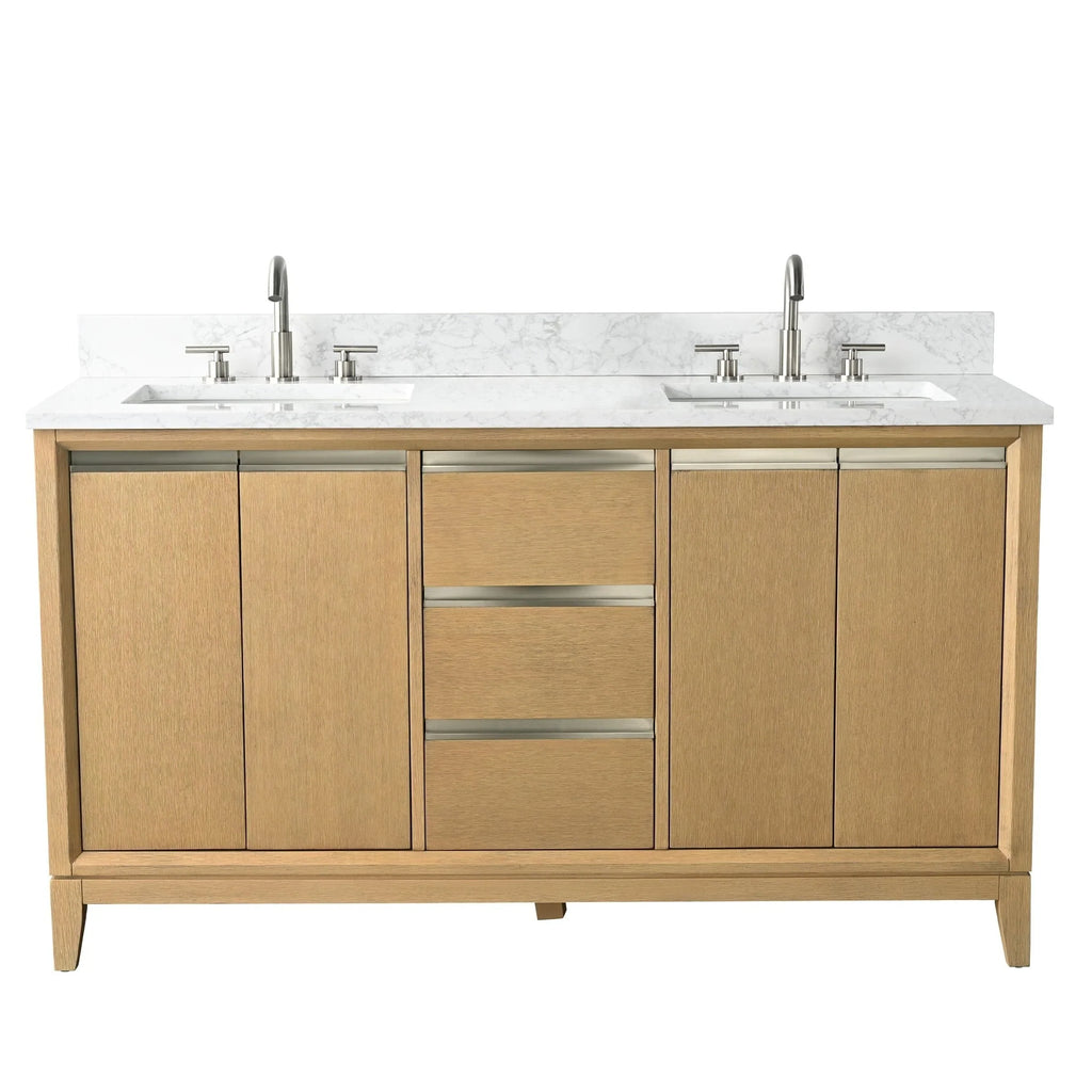 Badunterschrank von Vanity Art mit Keramikwaschbecken und Kunstmarmorplatte