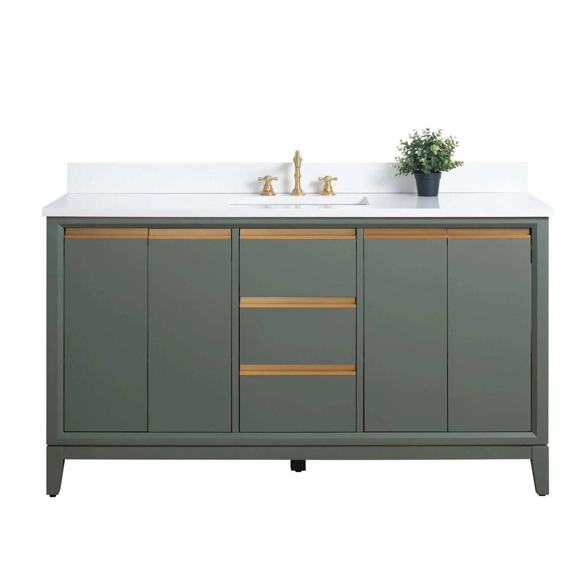 Badunterschrank von Vanity Art mit Keramikwaschbecken und Kunstmarmorplatte