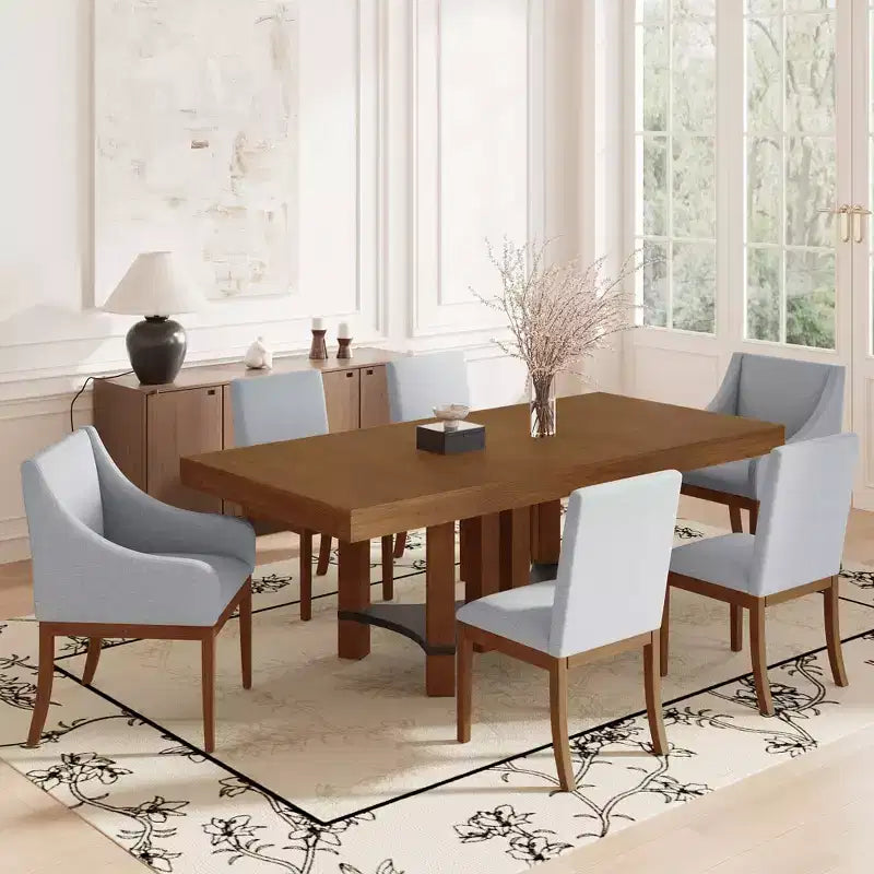 Whisen Rustic 7-Piece Extendable Dining Table Set with 2 Arm Chairs and 4 Armless Chairs