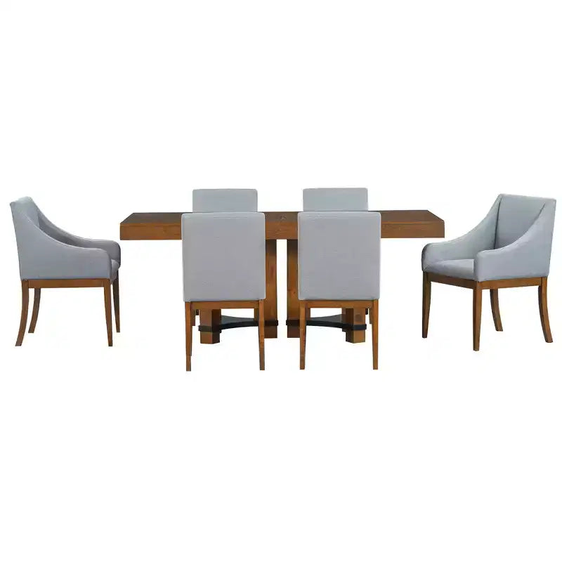 Set da pranzo allungabile rustico Whisen da 7 pezzi con 2 sedie con braccioli e 4 sedie senza braccioli