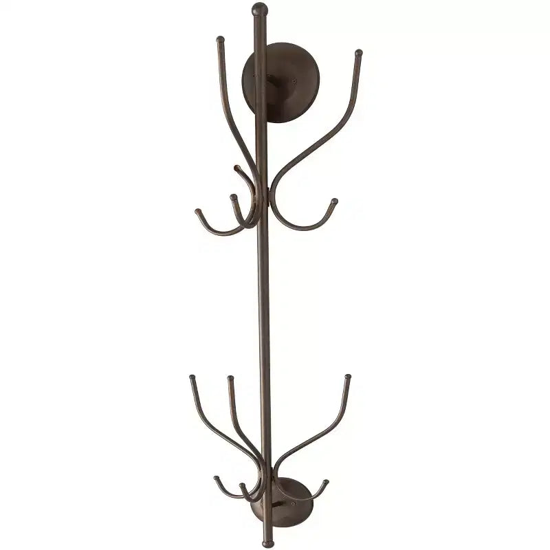 Nino Metal 12 Hook Wall Mount Coat & Hat Rack, Pewter