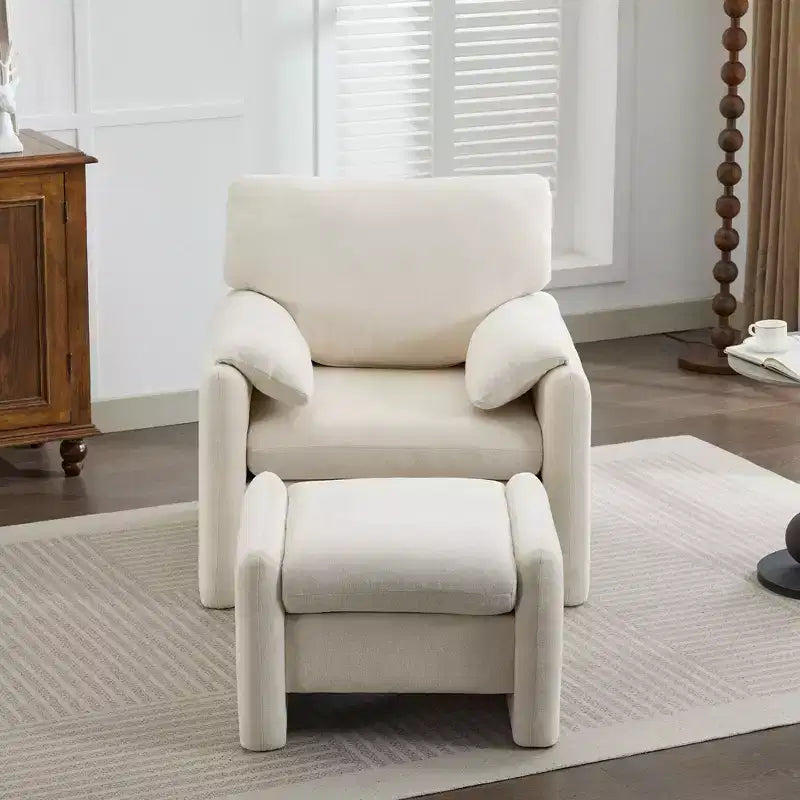 Poltrona accent HYLEORY in ciniglia da 36,41'' con poggiapiedi, comoda poltrona lounge oversize imbottita per soggiorno, camera da letto, ufficio, appartamento