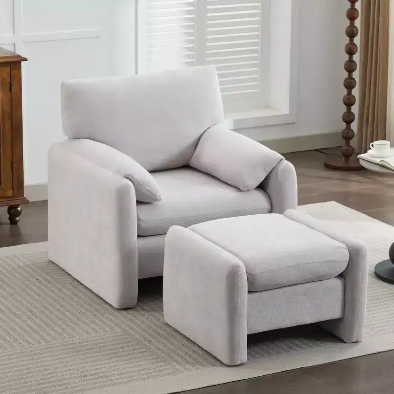 Poltrona accent HYLEORY in ciniglia da 36,41'' con poggiapiedi, comoda poltrona lounge oversize imbottita per soggiorno, camera da letto, ufficio, appartamento
