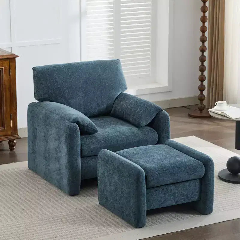 Poltrona accent HYLEORY in ciniglia da 36,41'' con poggiapiedi, comoda poltrona lounge oversize imbottita per soggiorno, camera da letto, ufficio, appartamento