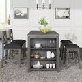 Whisen Farmhouse 5-Pieces Counter Height Dining Set with 2 Stools and 2 Chairs