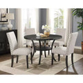 Set da pranzo in legno Biony Espresso di Roundhill Furniture con sedie in tessuto e borchie