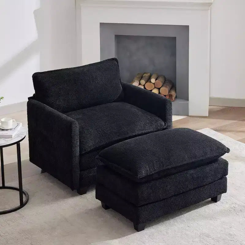 Hyleory 41.34 pollici poltrona a sacco in pile circolare oversize, poltrona divano con pouf e seduta ampia, poltrona moderna per camera da letto, soggiorno