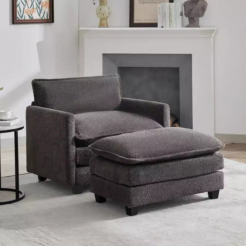 Hyleory 41.34 pollici poltrona a sacco in pile circolare oversize, poltrona divano con pouf e seduta ampia, poltrona moderna per camera da letto, soggiorno