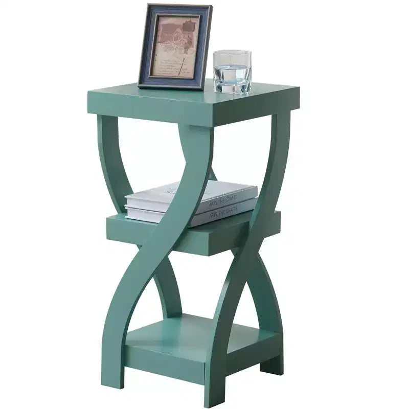 3-Tier Wooden End Table with Shelves - Square Nightstand for Bedroom or Bookshelf