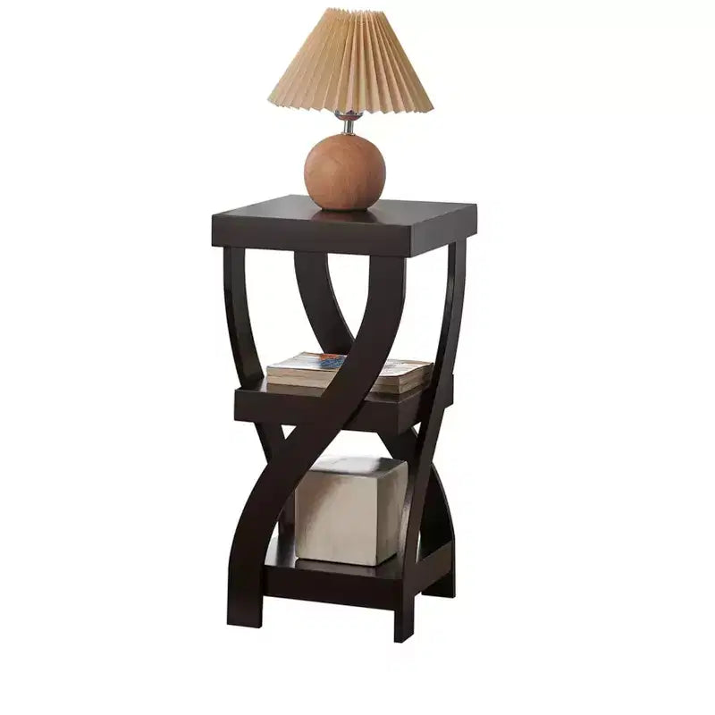 3-Tier Wooden End Table with Shelves - Square Nightstand for Bedroom or Bookshelf