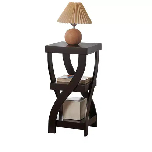 3-Tier Wooden End Table with Shelves - Square Nightstand for Bedroom or Bookshelf