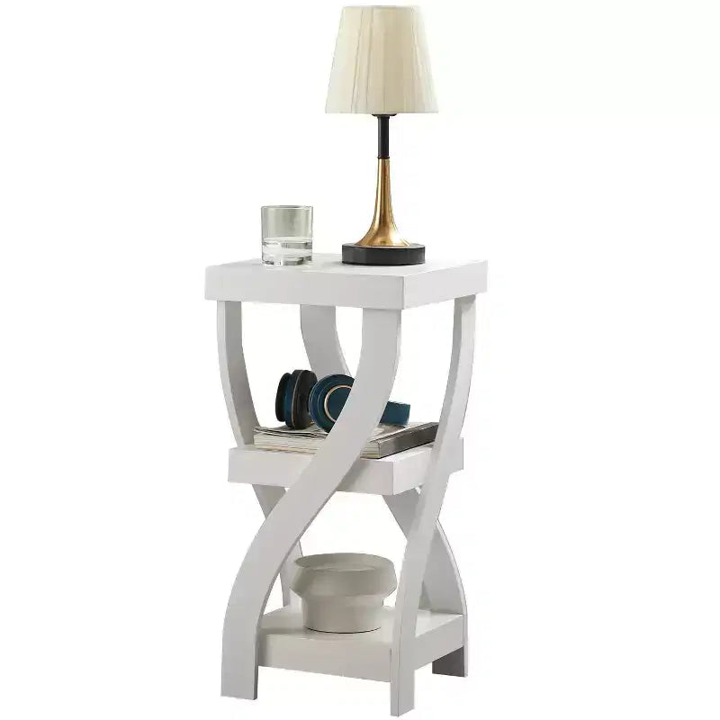 3-Tier Wooden End Table with Shelves - Square Nightstand for Bedroom or Bookshelf