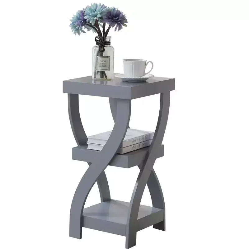 3-Tier Wooden End Table with Shelves - Square Nightstand for Bedroom or Bookshelf