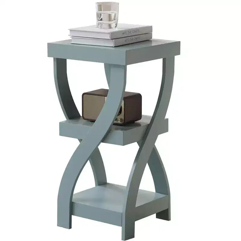 3-Tier Wooden End Table with Shelves - Square Nightstand for Bedroom or Bookshelf