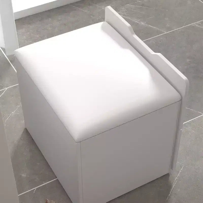 Famapy Tavolo da toeletta bianco pieghevole con contenitore, design a pezzo unico, porta gioielli superiore