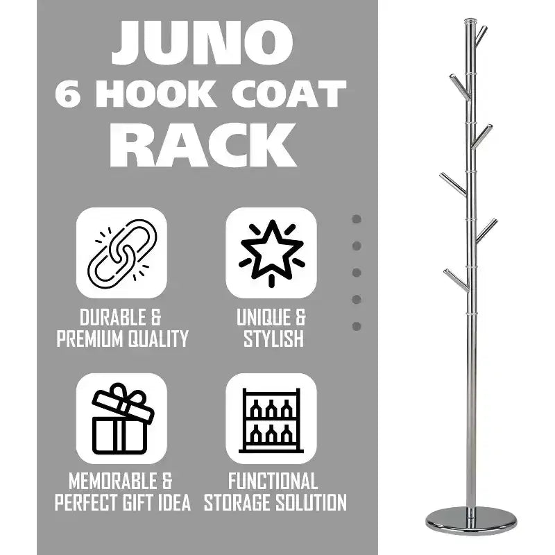 Metal Freestanding Hall Tree Coat Rack Stand for Bedroom, Hallway, Entrance, Office, Hats Coats Scarves