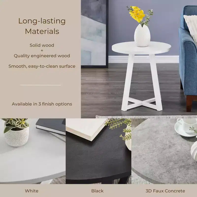 Modern Harmony Wood Round End Table