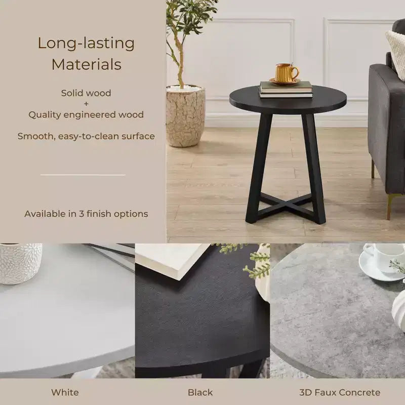 Modern Harmony Wood Round End Table
