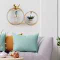 Oumilen Double Circle Floating Shelves, Metal Frame Wood Shelf, Gold