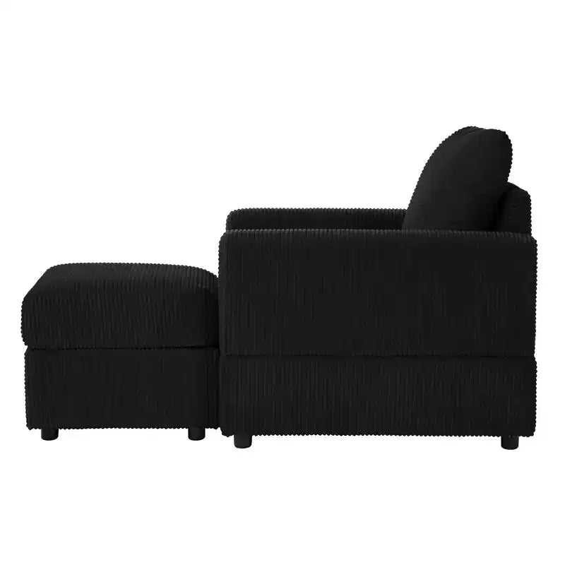 Poltrona imbottita GDFStudio Warner in velluto a coste 32W con pouf