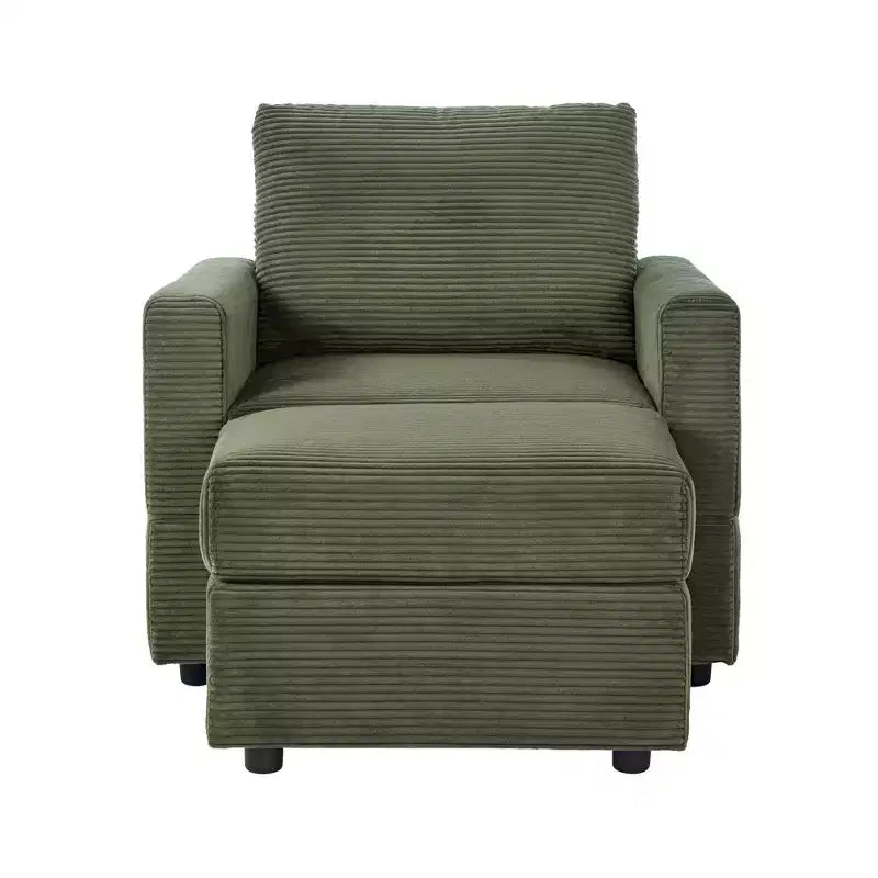 Poltrona imbottita GDFStudio Warner in velluto a coste 32W con pouf