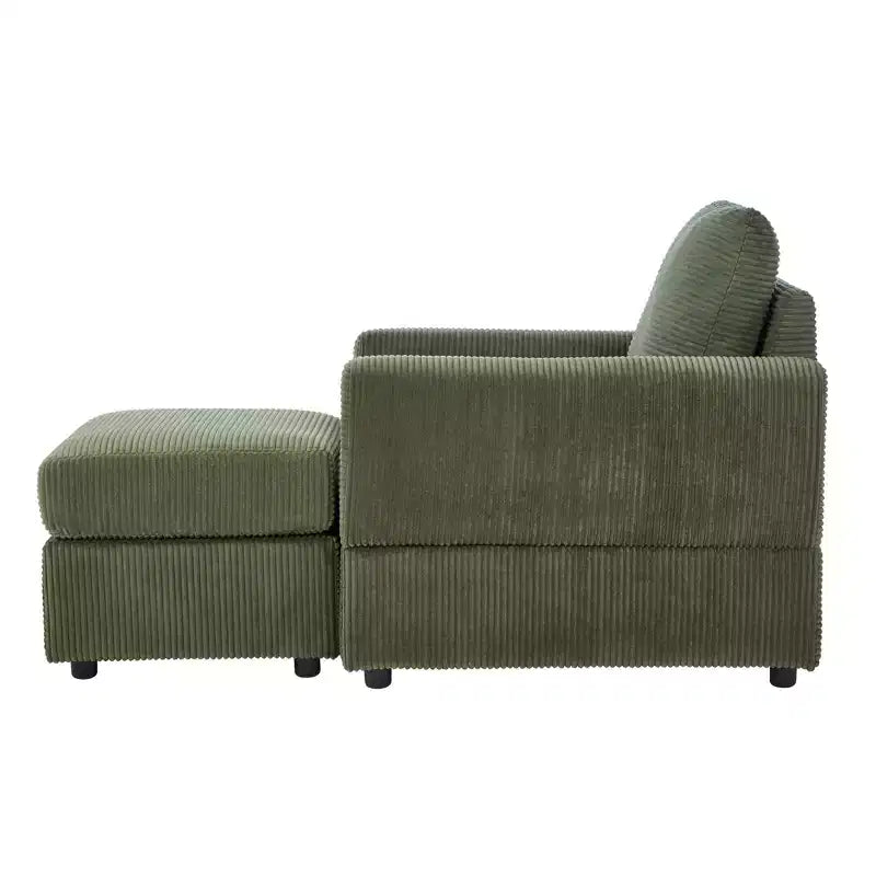 Poltrona imbottita GDFStudio Warner in velluto a coste 32W con pouf
