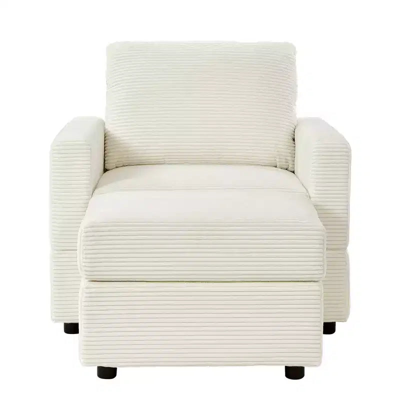 Poltrona imbottita GDFStudio Warner in velluto a coste 32W con pouf