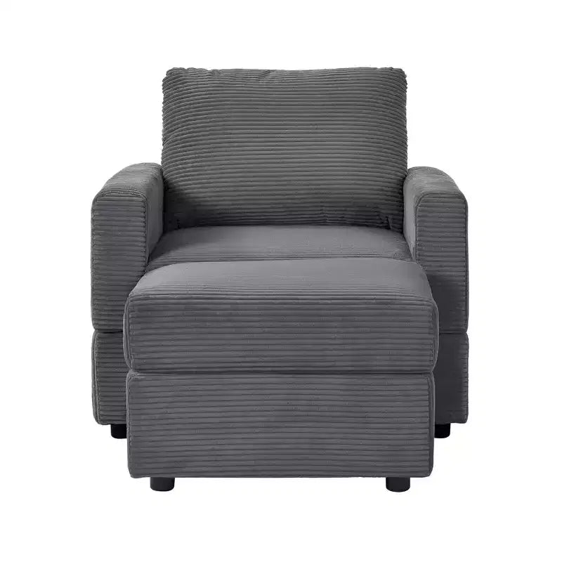 Poltrona imbottita GDFStudio Warner in velluto a coste 32W con pouf