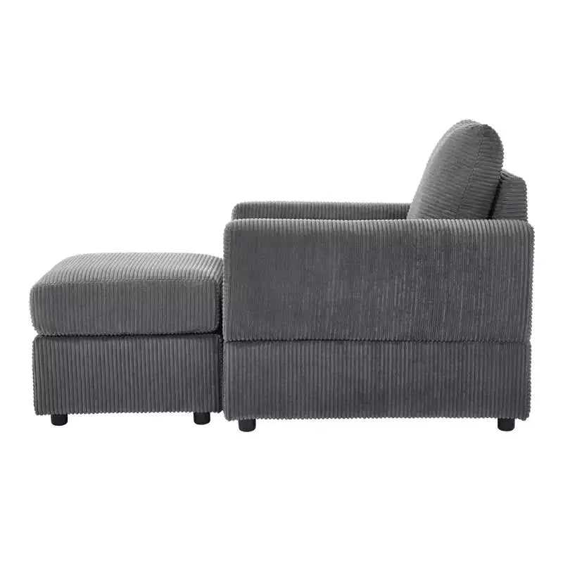 Poltrona imbottita GDFStudio Warner in velluto a coste 32W con pouf