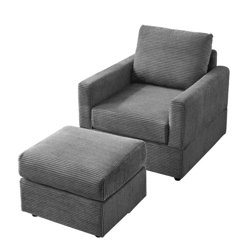 Poltrona imbottita GDFStudio Warner in velluto a coste 32W con pouf