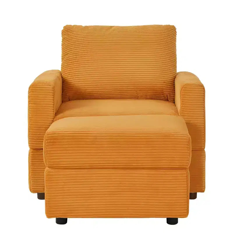 Poltrona imbottita GDFStudio Warner in velluto a coste 32W con pouf