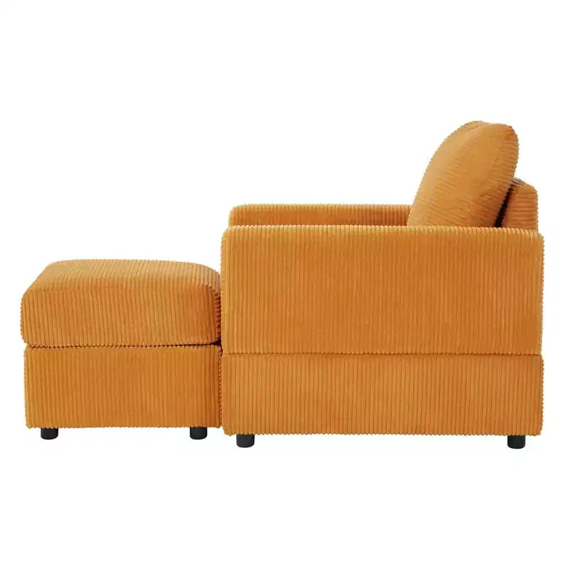 Poltrona imbottita GDFStudio Warner in velluto a coste 32W con pouf