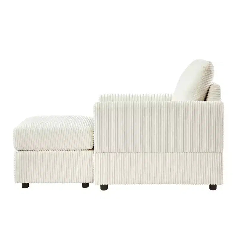 Poltrona imbottita GDFStudio Warner in velluto a coste 32W con pouf