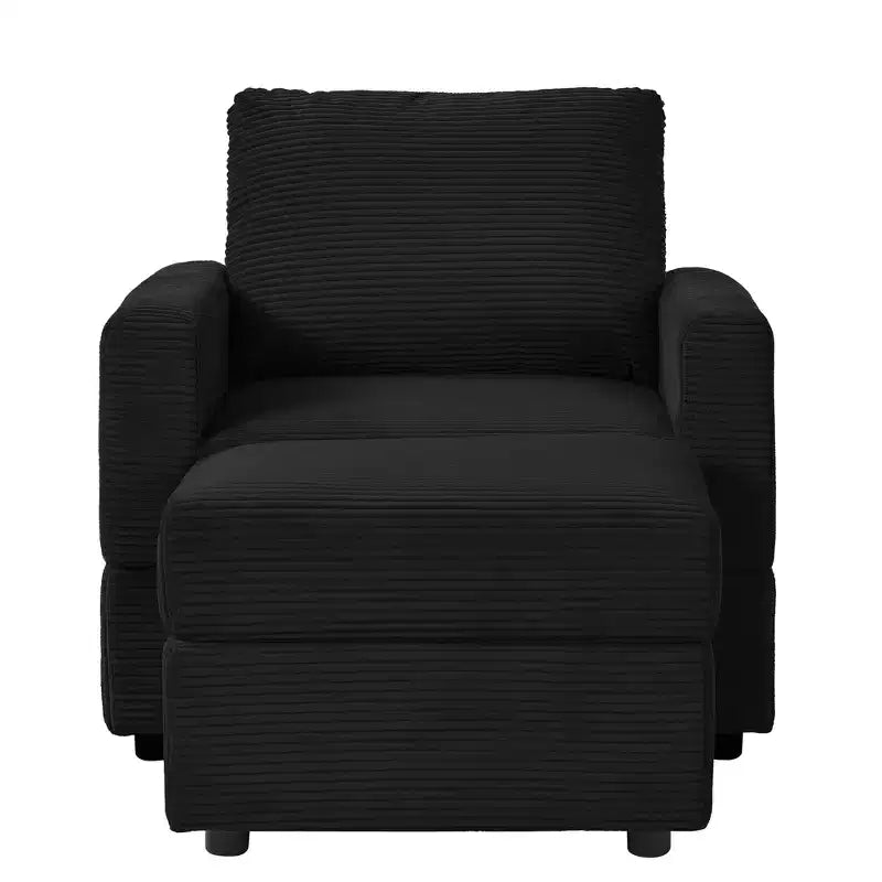 Poltrona imbottita GDFStudio Warner in velluto a coste 32W con pouf