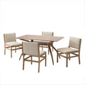Christopher Knight Home Solace 5-Piece Mid-Century Modern Fabric and Rubberwood Dining Set