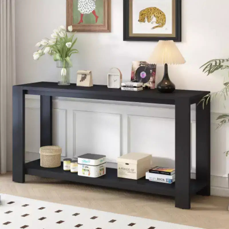 Distinctive Features of a Minimalist Console Table with Bottom Shelf and Four Legs, Suitable for Entryway, Hallway, Living Room, Foyer, Corridor