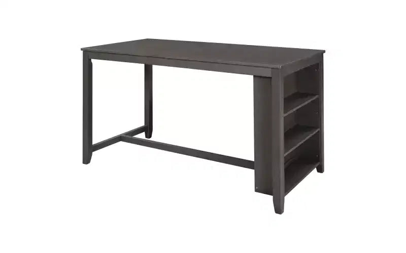 Set da pranzo rustico da 5 pezzi in stile fattoria con tavolo da pranzo a altezza bancone, 2 sedie e 2 sgabelli, grigio/bianco-ModernLuxe