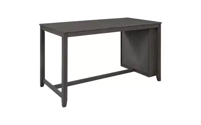 Set da pranzo rustico da 5 pezzi in stile fattoria con tavolo da pranzo a altezza bancone, 2 sedie e 2 sgabelli, grigio/bianco-ModernLuxe