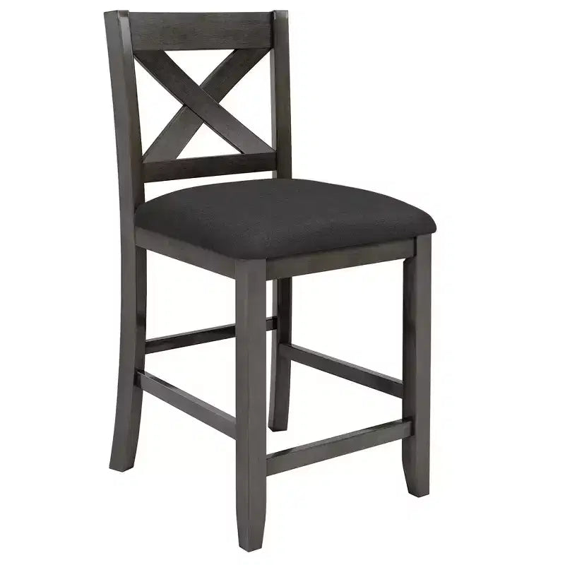 Set da pranzo rustico da 5 pezzi in stile fattoria con tavolo da pranzo a altezza bancone, 2 sedie e 2 sgabelli, grigio/bianco-ModernLuxe