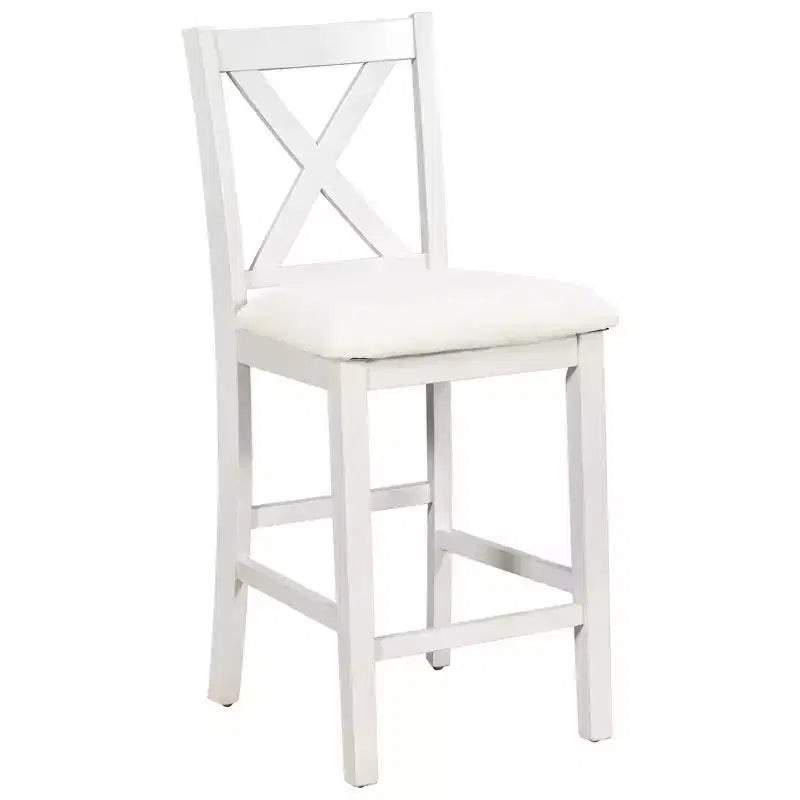 Set da pranzo rustico da 5 pezzi in stile fattoria con tavolo da pranzo a altezza bancone, 2 sedie e 2 sgabelli, grigio/bianco-ModernLuxe