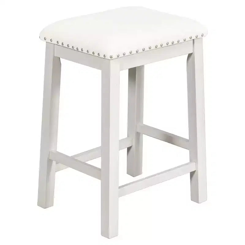 Set da pranzo rustico da 5 pezzi in stile fattoria con tavolo da pranzo a altezza bancone, 2 sedie e 2 sgabelli, grigio/bianco-ModernLuxe
