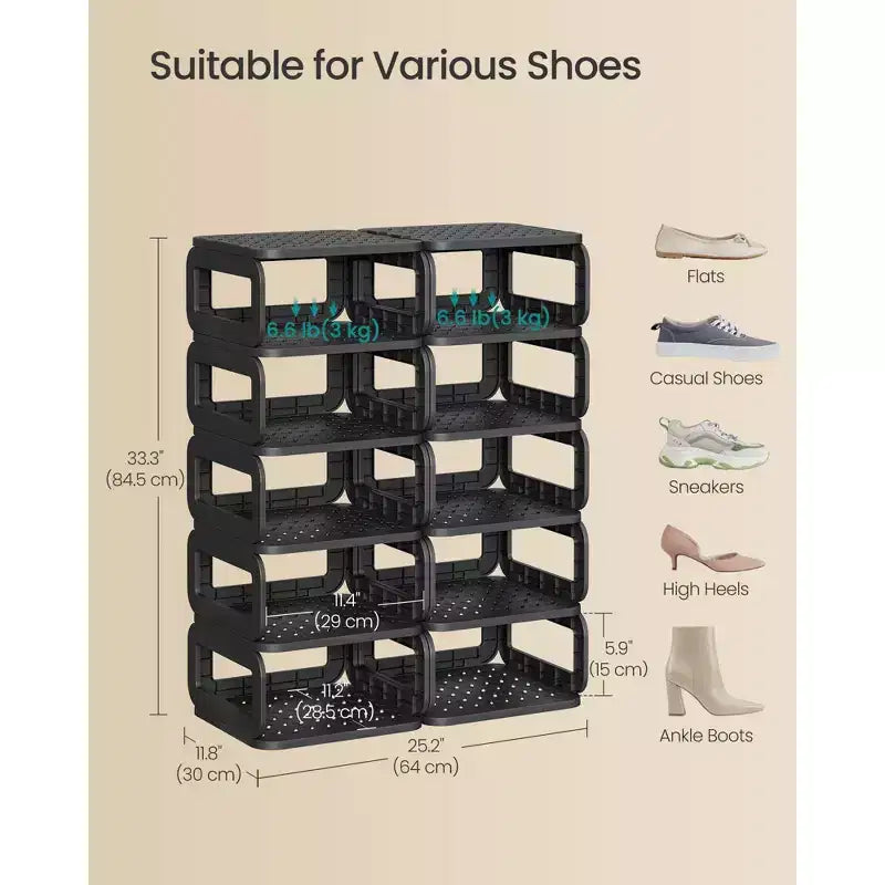 Scarpiera, Organizzatore di Scarpe, 12 Ripiani, Porta Scarpe, Scarpiera Sottile, Scaffale Aperto per Ingresso, Soggiorno, Salvaspazio
