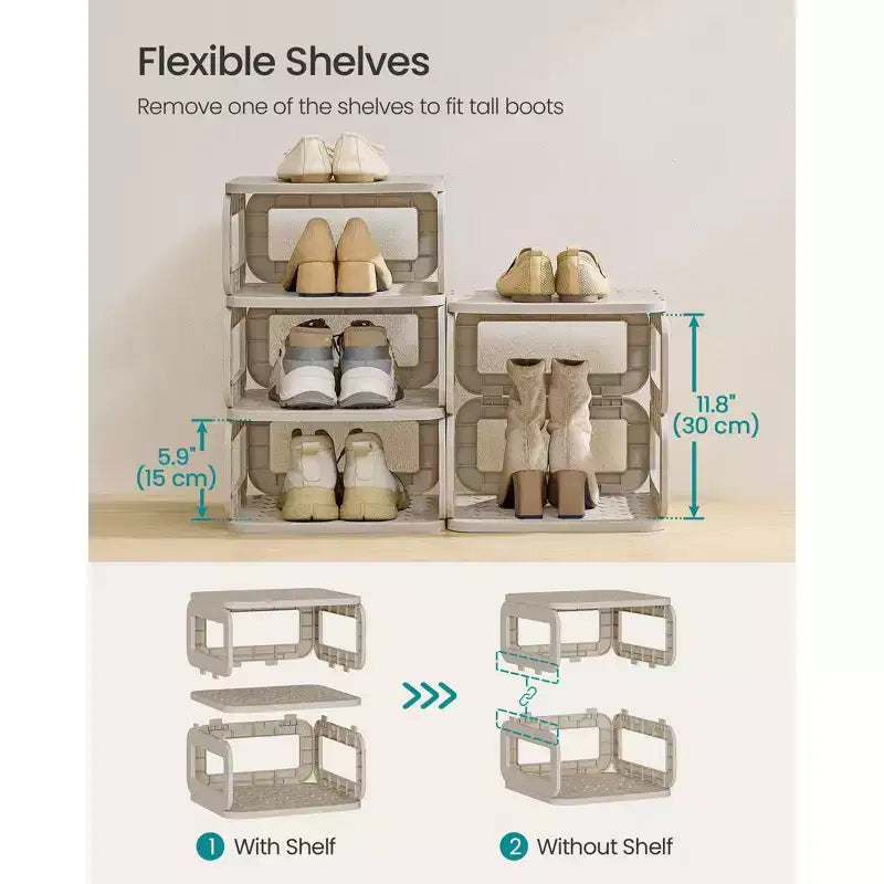 Shoe Rack, Shoe Organizer, 12 Shelves, Shoe Storage, Narrow Shoe Shelf, Open Shelf for Entryway, Living Room, Space-Saving